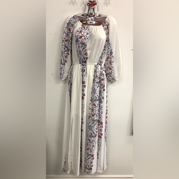 BOOHOO MAXI THREE QUARTERS SLEEVES ELASTIC WAIST ROUND NECK ELASTIC NECK LINE 4 - Picture 3 of 10